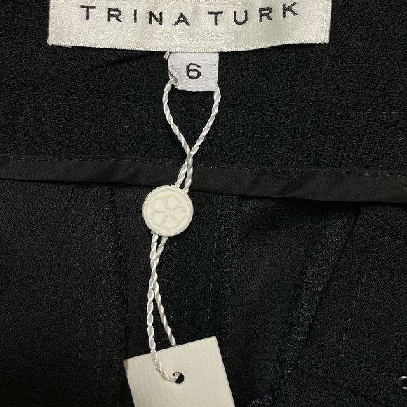 NWT Tuxedo Pant with side Satin Flared Leg w/sexy Side Slit by Trina Turk size 6 - Picture 8 of 11